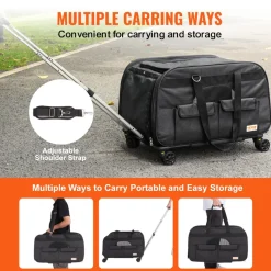 VEVOR Cat Carrier with Wheels, Rolling Pet Carrier with Telescopic Handle and Shoulder Strap, Dog Carrier with Wheels for Pets under 35 lbs, with 1 Folding Bowl, Black