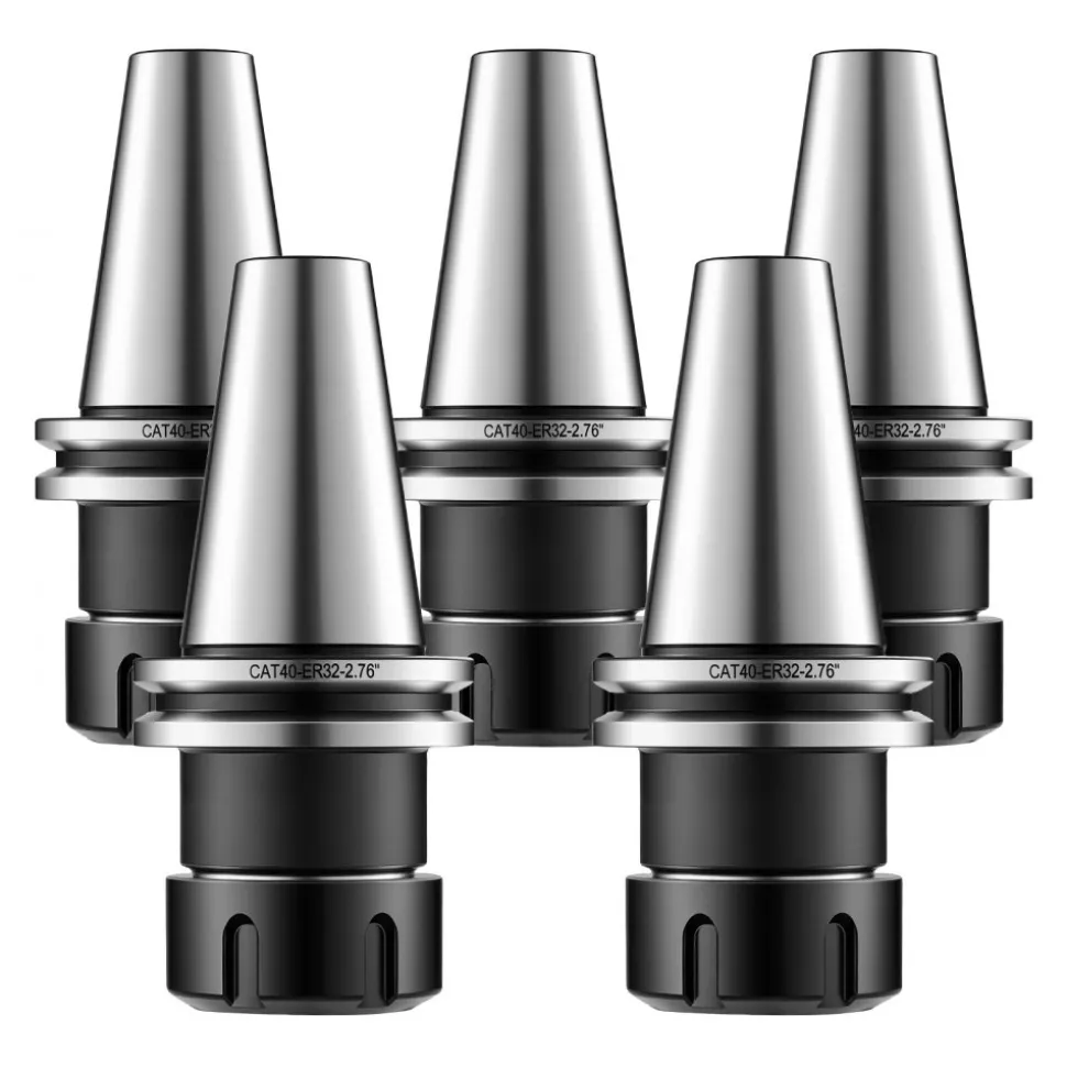 VEVOR CAT40 Collet Holder ER32 5 Piece Precision Spring Collet Chuck Set, for Milling Machine Drill Presses, 4000 RPM Max Speed, CAT40 Tool Holder Spring Collet with 0.0004" TIR, Labeled Storage Box
