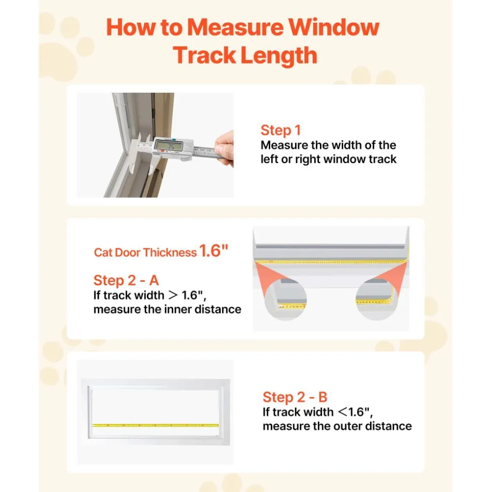 VEVOR Cat Door for Window, Adjustable to Fit Window Width 23"-28", 4 Secure Lock Modes, Aluminum Frame and High-Transparency Glass, Magnetic Closure, Weatherproof Quick-Fit Pet Door for Cats, White