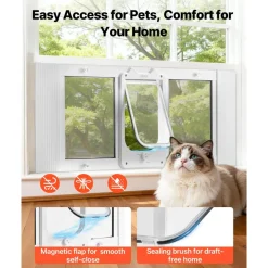 VEVOR Cat Door for Window, Adjustable to Fit Window Width 35