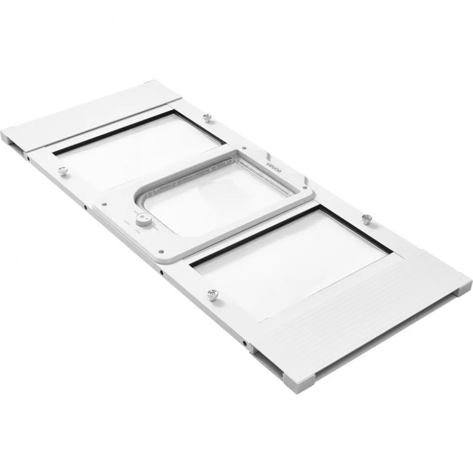 VEVOR Cat Door for Window, Adjustable to Fit Window Width 31"-36", 4 Secure Lock Modes, Aluminum Frame and High-Transparency Glass, Magnetic Closure, Weatherproof Quick-Fit Pet Door for Cats, White