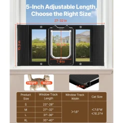 VEVOR Cat Door for Window, Adjustable to Fit Window Width 27