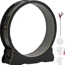 VEVOR Cat Exercise Wheel, 48 in Wooden Cat Running Wheel for Indoor Cats up to 28 lbs, Cats Treadmill with Carpeted Runway & Locking Mechanism, Quiet Kitten Sport Toys for Pets Fitness & Health, Black