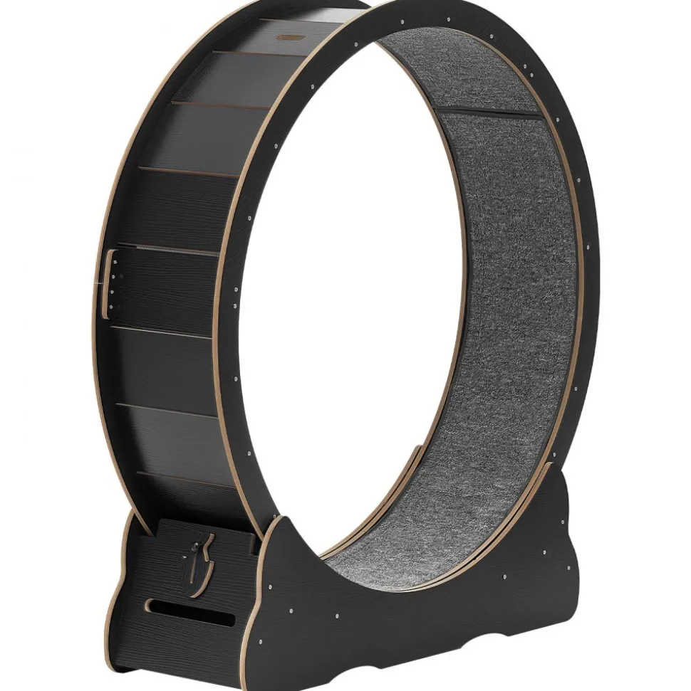 VEVOR Cat Exercise Wheel, 48 in Wooden Cat Running Wheel for Indoor Cats up to 28 lbs, Cats Treadmill with Carpeted Runway & Locking Mechanism, Quiet Kitten Sport Toys for Pets Fitness & Health, Black