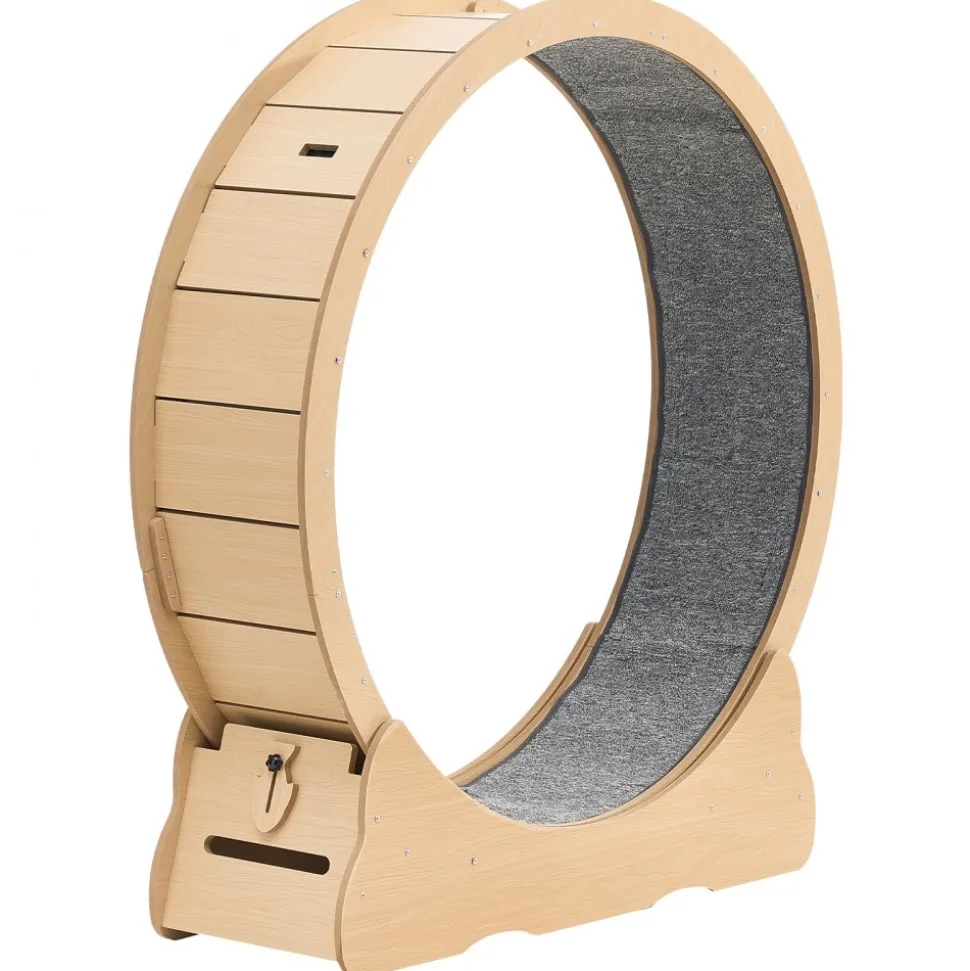 VEVOR Cat Exercise Wheel, 48 in Wooden Cat Running Wheel for Indoor Cats up to 28 lbs, Cats Treadmill with Carpeted Runway & Locking Mechanism, Quiet Roller Kitten Sport Toys for Pets Fitness & Health