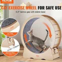 VEVOR Cat Exercise Wheel, Large Cat Treadmill Wheel for Indoor Cats, 35.8 inch Cat Running Wheel with Detachable Carpet and Cat Teaser for Running/Walking/Training, Suitable for Most Cats
