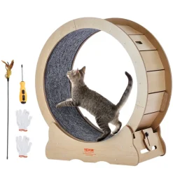 VEVOR Cat Exercise Wheel, Large Cat Treadmill Wheel for Indoor Cats, 29.5 inch Cat Running Wheel with Detachable Carpet and Cat Teaser for Running/Walking/Training, Suitable for Most Cats