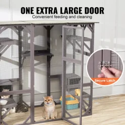 VEVOR Cat House Outdoor, 7-Tier Large Catio, Cat Enclosure with 5 Platforms, 2 Resting Boxes & Large Front Door, 71.2 x 34.6 x 66.5 inch