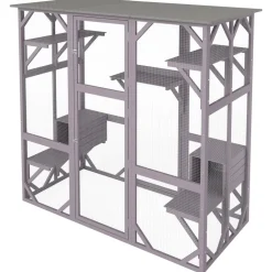 VEVOR Cat House Outdoor, 7-Tier Large Catio, Cat Enclosure with 5 Platforms, 2 Resting Boxes & Large Front Door, 71.2 x 34.6 x 66.5 inch