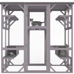 VEVOR Cat House Outdoor, 7-Tier Large Catio, Cat Enclosure with 5 Platforms, 2 Resting Boxes & Large Front Door, 71.2 x 34.6 x 66.5 inch