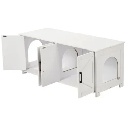 VEVOR Cat Litter Box Enclosure for 2 Cats, Litter Box Furniture Hidden with Double Rooms, Wooden Cat Box Cabinet Fit Most of Litter Box, 47.2