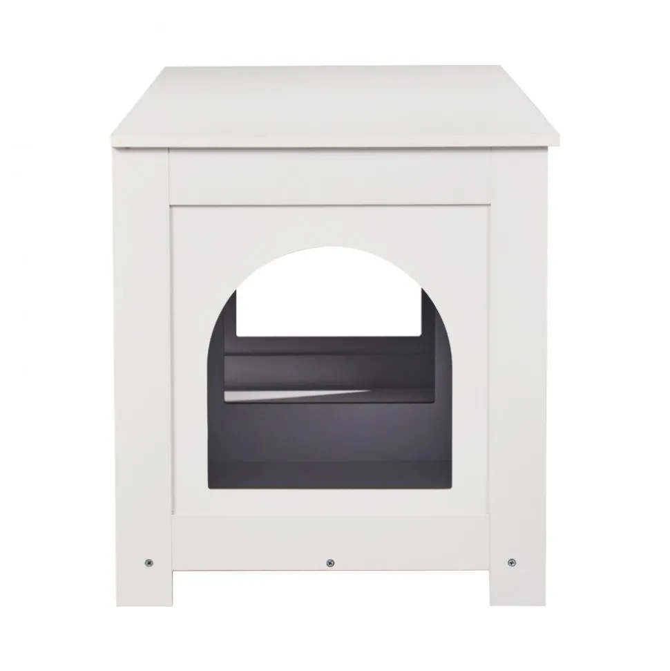 VEVOR Cat Litter Box Enclosure for 2 Cats, Litter Box Furniture Hidden with Double Rooms, Wooden Cat Box Cabinet Fit Most of Litter Box, 47.2"L x 18.5"W x 19.7"H, White