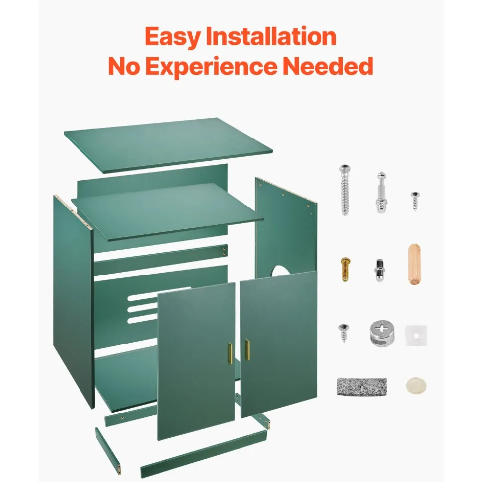 VEVOR Cat Litter Box Enclosure for Multi Cats, 47.2 in Hidden Litter Box Cabinet with 4 Doors & 2 Entries, Indoor Cat Washroom, Wooden Kitty House Furniture Side Table, Fit Most Litterboxes, Green
