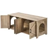 VEVOR Cat Litter Box Enclosure for 2 Cats, Litter Box Furniture Hidden with Double Rooms, Wooden Cat Box Cabinet Fit Most of Litter Box, 47.2"L x 18.5"W x 19.7"H, Greige
