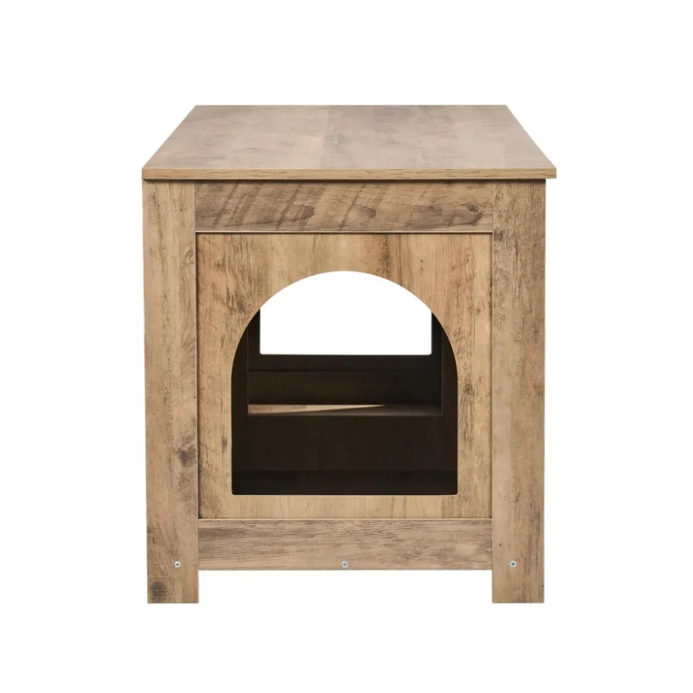 VEVOR Cat Litter Box Enclosure for 2 Cats, Litter Box Furniture Hidden with Double Rooms, Wooden Cat Box Cabinet Fit Most of Litter Box, 47.2"L x 18.5"W x 19.7"H, Greige