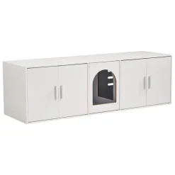 VEVOR Cat Litter Box Enclosure for 2 Cats, Litter Box Furniture Hidden with Double Rooms, Wooden Cat Box Cabinet Fit Most of Litter Box, 57.9