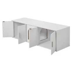 VEVOR Cat Litter Box Enclosure for 2 Cats, Litter Box Furniture Hidden with Double Rooms, Wooden Cat Box Cabinet Fit Most of Litter Box, 57.9