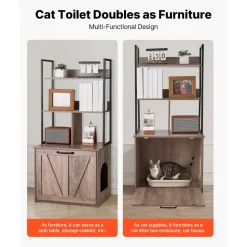 VEVOR Cat Litter Box Enclosure Furniture, 23.6 in Hidden Litter Box Cabinet with Storage Shelves, Modern Style, Waterproof Cat Washroom Side Table Cat House, Fit Most of Litterbox, for Living Room