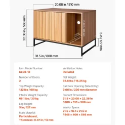 VEVOR Cat Litter Box Enclosure Furniture, 31.5 in Hidden Litter Box Cabinet with Scratch Pad & Storage, Waterproof Cat Washroom End Table Cat House, Fit Most of Litterbox, for Bedroom Living Room