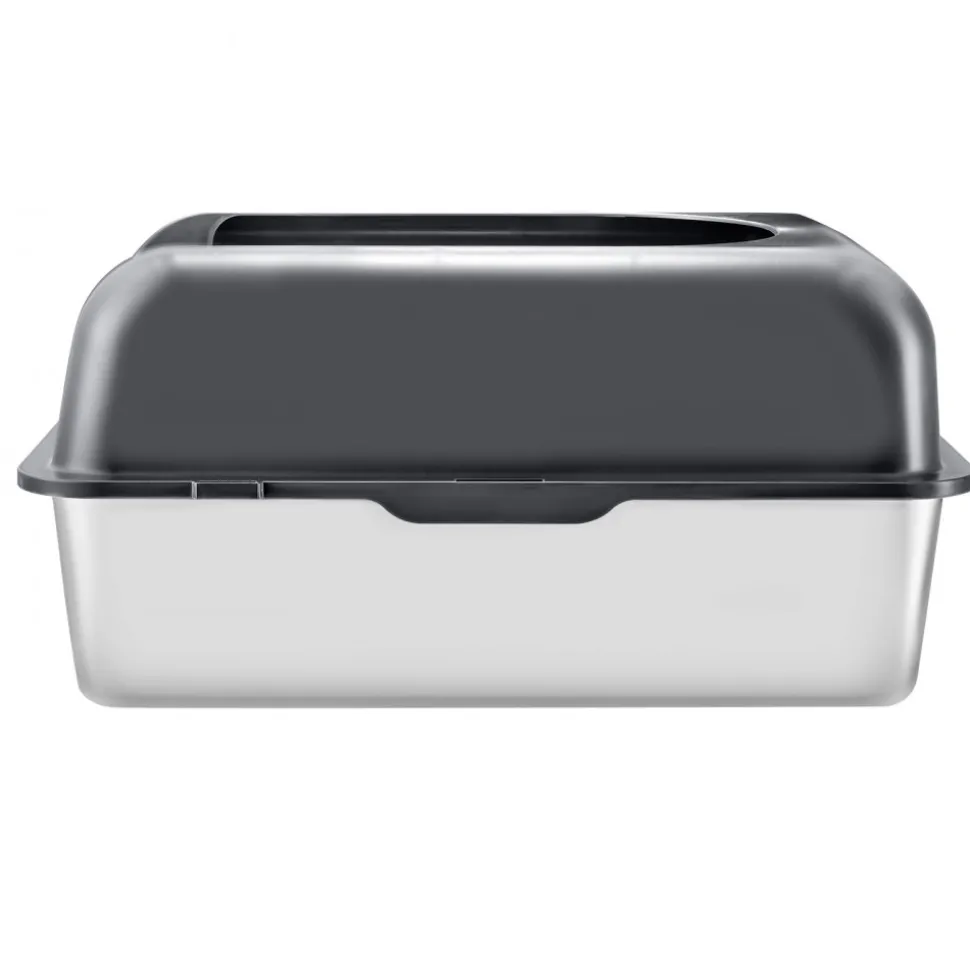 VEVOR Cat Litter Box, 6 inches Deep, XL Extra Large Stainless Steel Cat Litter Box with Scoop, Wide Filtering Foot Board & High Sides, Enclosed Odor-Free Easy-to-Clean Litter Box, Fit for Big Cats