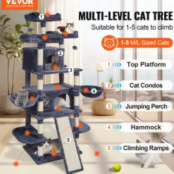 VEVOR Cat Tree for Indoor Cats, 68.5