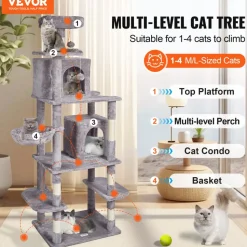 VEVOR Cat Tree for Indoor Cats, 68.5