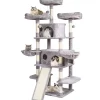 VEVOR Cat Tree for Indoor Cats, 68.5" Cat Tower with 2 Cat Condos, Sisal Scratching Post, Hammocks, Top Perches, Jumping Platforms and Ramp, Cat Furniture Activity Center with Hang Balls, Light Grey