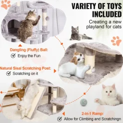 VEVOR Cat Tree for Indoor Cats, 68.5