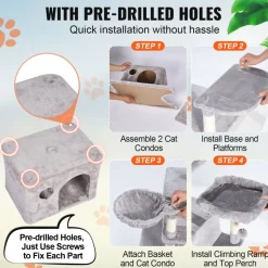VEVOR Cat Tree for Indoor Cats, 68.5