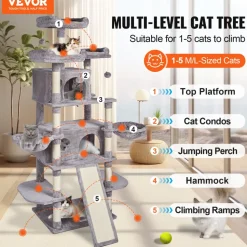 VEVOR Cat Tree for Indoor Cats, 68.5