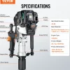 VEVOR 37.77cc Gas-Powered T Post Driver, 4-Stroke Engine Gasoline Fence Piling Pounder, with 2 Post Driving Head(55/70 mm) , 1000W Portable Piledriver For Farm, Ranch Fencing, Road Improvements