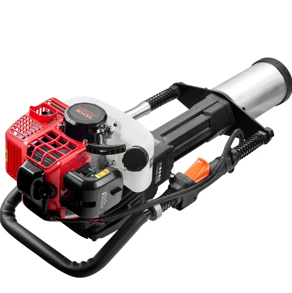 VEVOR 52cc Gas-Powered T Post Driver, 2-Stroke Engine Gasoline Fence Piling Pounder, 1300W Portable Piledriver with 3 Post Driving Head(49/69/100 mm) , For Farm, Ranch Fencing, Road Improvements