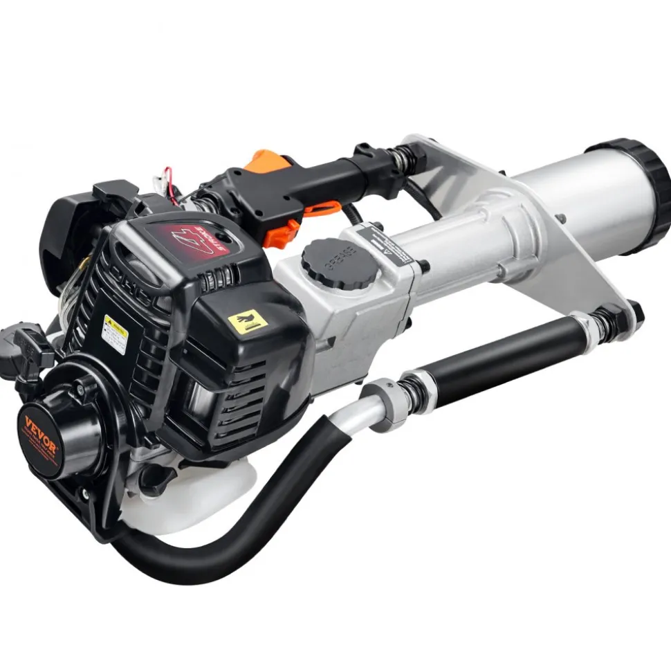 VEVOR 37.77cc Gas-Powered T Post Driver, 4-Stroke Engine Gasoline Fence Piling Pounder, with 3 Post Driving Head(45/55/88 mm) , 1000W Portable Piledriver For Farm, Ranch Fencing, Road Improvements