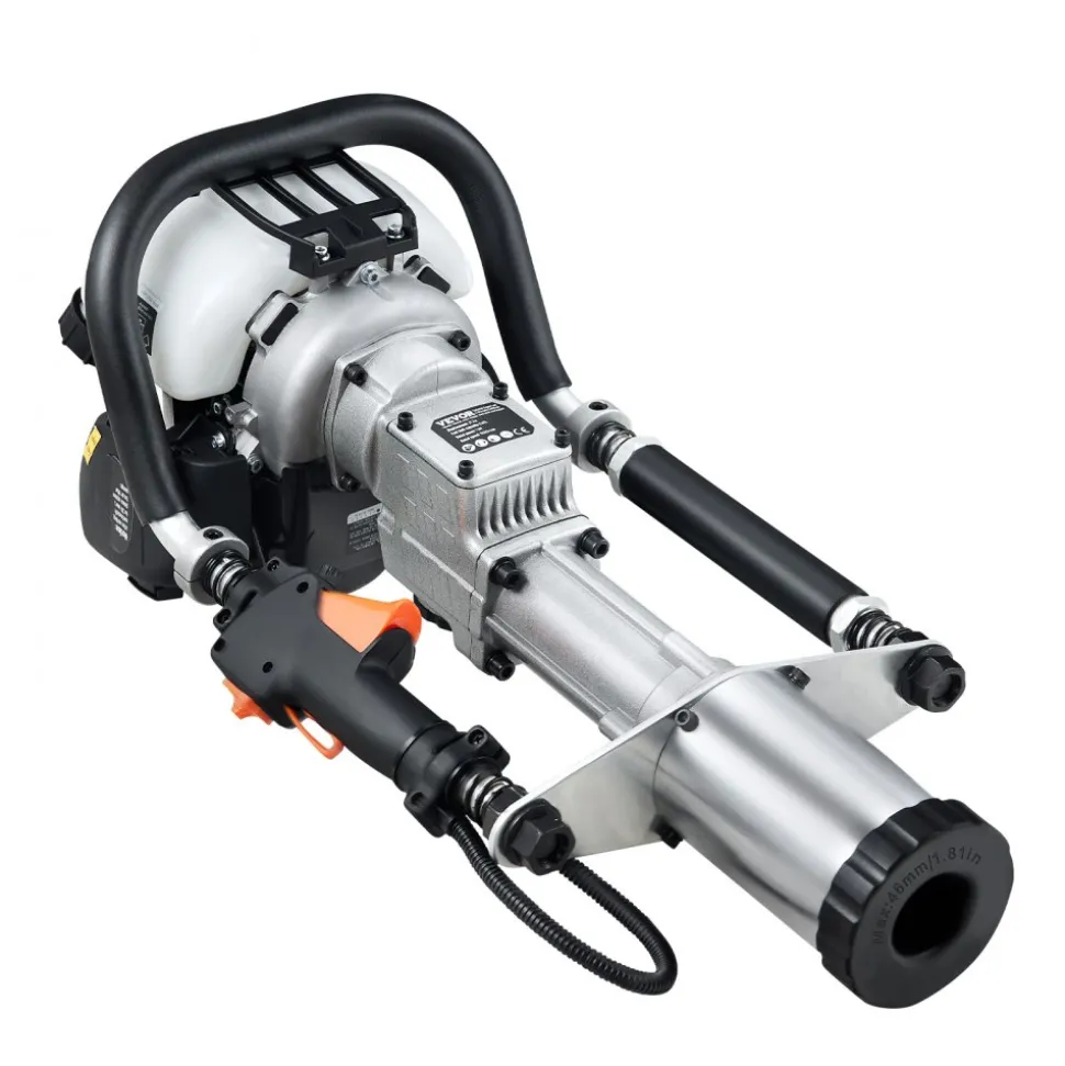 VEVOR 37.77cc Gas-Powered T Post Driver, 4-Stroke Engine Gasoline Fence Piling Pounder, with 3 Post Driving Head(45/55/88 mm) , 1000W Portable Piledriver For Farm, Ranch Fencing, Road Improvements