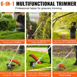 VEVOR 52CC 6-in-1 Multi-Functional Trimming Tools, Gas Hedge Trimmer, Weed Eater, String Trimmer, Brush Cutter, Edger, Pole Saw Chainsaw Pruner with Extension Pole