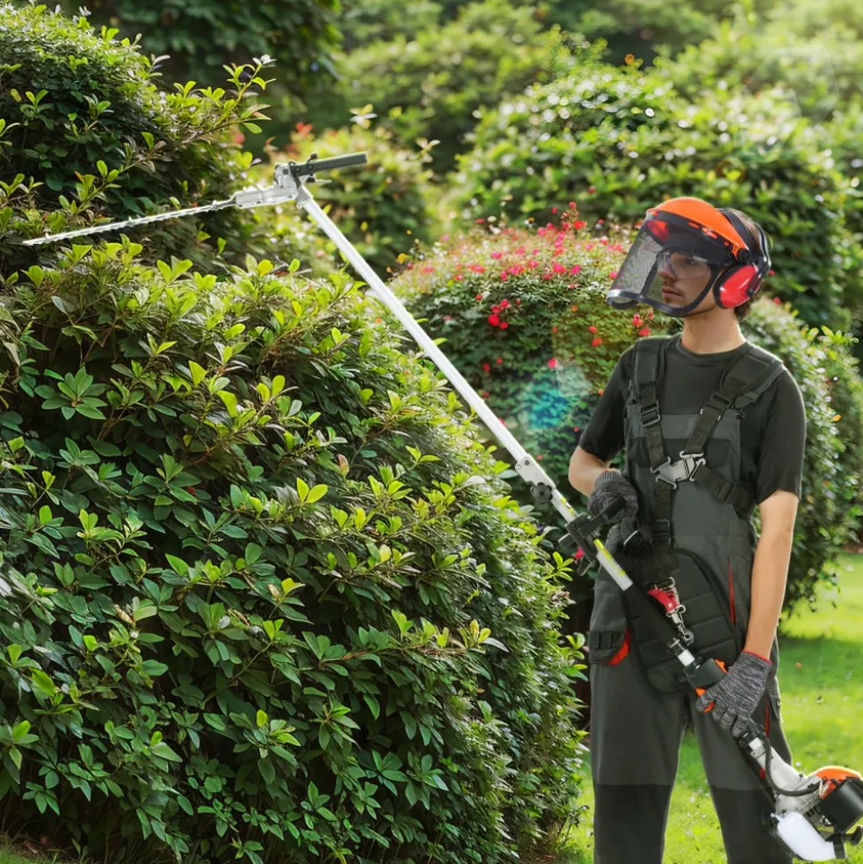 VEVOR 52CC 6-in-1 Multi-Functional Trimming Tools, Gas Hedge Trimmer, Weed Eater, String Trimmer, Brush Cutter, Edger, Pole Saw Chainsaw Pruner with Extension Pole