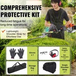 VEVOR 33CC 6-in-1 Multi-Functional Trimming Tools, Gas Hedge Trimmer, Weed Eater, String Trimmer, Brush Cutter, Edger, Pole Saw Chainsaw Pruner with Extension Pole