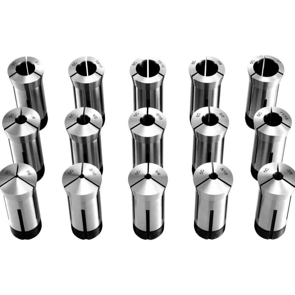 VEVOR 5C Collet Set 1/8"-1" 15 Piece Precision 5C Round Collet Chuck Set, for Milling Machine Drill Presses, 0.0008" TIR High Concentricity, Lathe Chuck Tool with Storage Case, Hardened & Ground