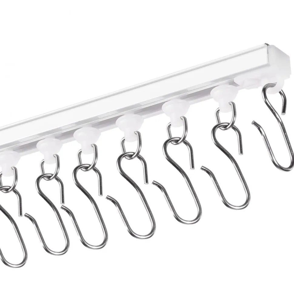 VEVOR Ceiling Curtain Track Set, 9.9 FT/3 Meter, Self Adhesive, No Drill Ceiling Track System for Curtains, Room Divider Curtain Track Ceiling Mounted for Living Room with Hooks and Hardware, White