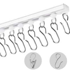 VEVOR Ceiling Curtain Track Set, 9.9 FT/3 Meter, Self Adhesive, No Drill Ceiling Track System for Curtains, Room Divider Curtain Track Ceiling Mounted for Living Room with Hooks and Hardware, White