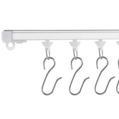 VEVOR Ceiling Curtain Track Set, 9.9 FT/3 Meter, Self Adhesive, No Drill Ceiling Track System for Curtains, Room Divider Curtain Track Ceiling Mounted for Living Room with Hooks and Hardware, White