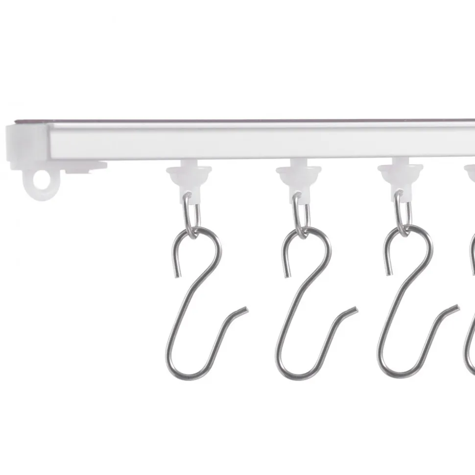 VEVOR Ceiling Curtain Track Set, 9.9 FT/3 Meter, Self Adhesive, No Drill Ceiling Track System for Curtains, Room Divider Curtain Track Ceiling Mounted for Living Room with Hooks and Hardware, White