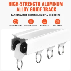 VEVOR Ceiling Curtain Track Set, 17.7 FT/5.4 Meter, Sliding Ceiling Track System for Curtains, Room Divider Curtain Track Ceiling/Wall Mounted for Living Room Bedroom with Hooks and Hardware, White