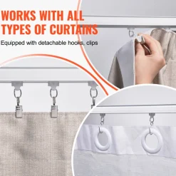 VEVOR Ceiling Curtain Track Set, 17.7 FT/5.4 Meter, Sliding Ceiling Track System for Curtains, Room Divider Curtain Track Ceiling/Wall Mounted for Living Room Bedroom with Hooks and Hardware, White
