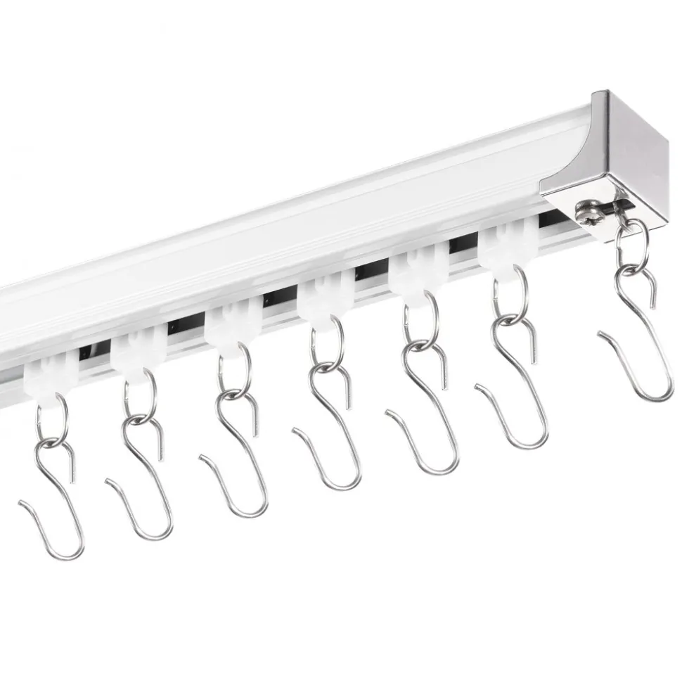VEVOR Ceiling Curtain Track Set, 17.7 FT/5.4 Meter, Sliding Ceiling Track System for Curtains, Room Divider Curtain Track Ceiling/Wall Mounted for Living Room Bedroom with Hooks and Hardware, White