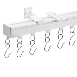 VEVOR Ceiling Curtain Track Set, 17.7 FT/5.4 Meter, Sliding Ceiling Track System for Curtains, Room Divider Curtain Track Ceiling/Wall Mounted for Living Room Bedroom with Hooks and Hardware, White