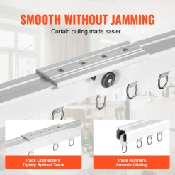 VEVOR Ceiling Curtain Track Set, 17.7 FT/5.4 Meter, Sliding Ceiling Track System for Curtains, Room Divider Curtain Track Ceiling/Wall Mounted for Living Room Bedroom with Hooks and Hardware, White