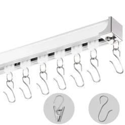 VEVOR Ceiling Curtain Track Set, 17.7 FT/5.4 Meter, Sliding Ceiling Track System for Curtains, Room Divider Curtain Track Ceiling/Wall Mounted for Living Room Bedroom with Hooks and Hardware, White