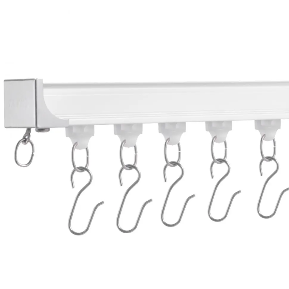 VEVOR Ceiling Curtain Track Set, 17.7 FT/5.4 Meter, Sliding Ceiling Track System for Curtains, Room Divider Curtain Track Ceiling/Wall Mounted for Living Room Bedroom with Hooks and Hardware, White