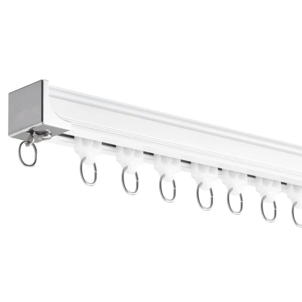 VEVOR Ceiling Curtain Track Set, 17.7 FT/5.4 Meter, Sliding Ceiling Track System for Curtains, Room Divider Curtain Track Ceiling/Wall Mounted for Living Room Bedroom with Hooks and Hardware, White